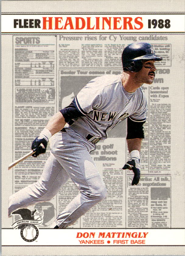 1988 Fleer Headliners Baseball Cards   001       Don Mattingly